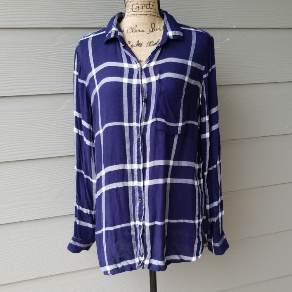 Blue and white button-up